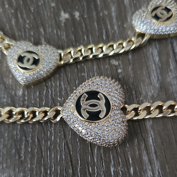 14k Gold Plated Heart Necklace and Bracelet Set - Picture 2 of 5